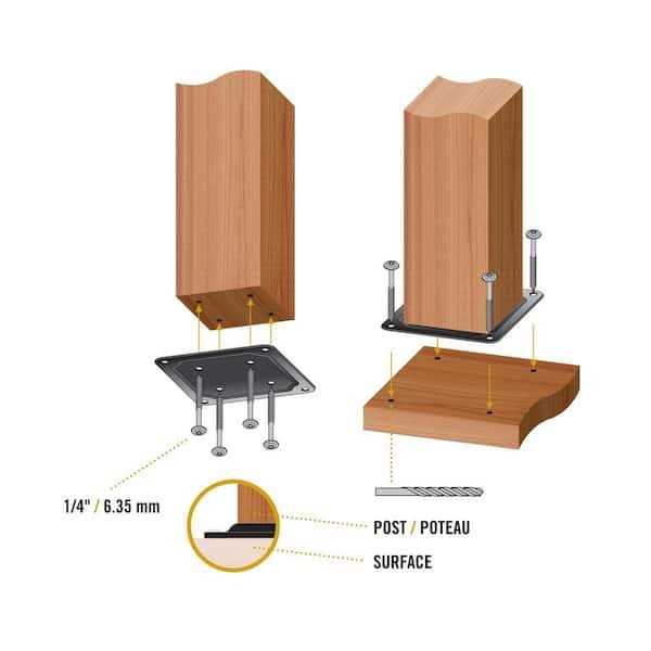Nuvo Iron 4 in. x 4 in. Black Wood Post Connector Plate WPCP4B - Image 3