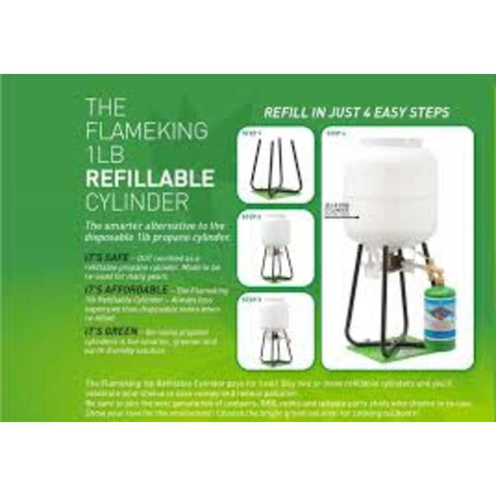 Flame King 1 lb. Refillable Propane Cylinder with Refill Kit - Image 3
