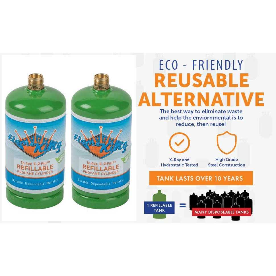 Flame King Refillable 1LB Empty Propane Cylinder Tank Reusable - Image 3