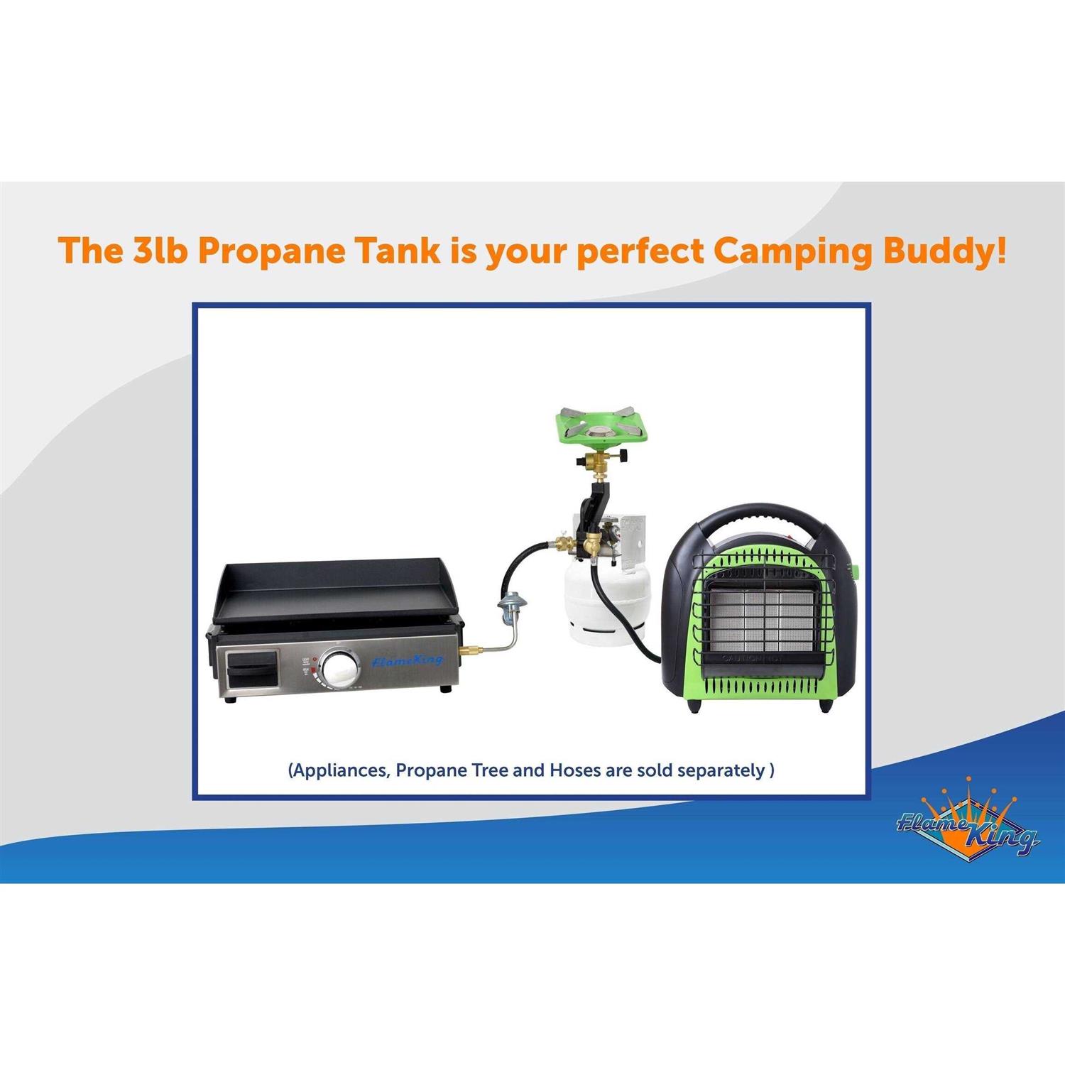 Flame King 3lb Steel Propane Lp Tank Cylinder with Gauge and OPD - Image 3