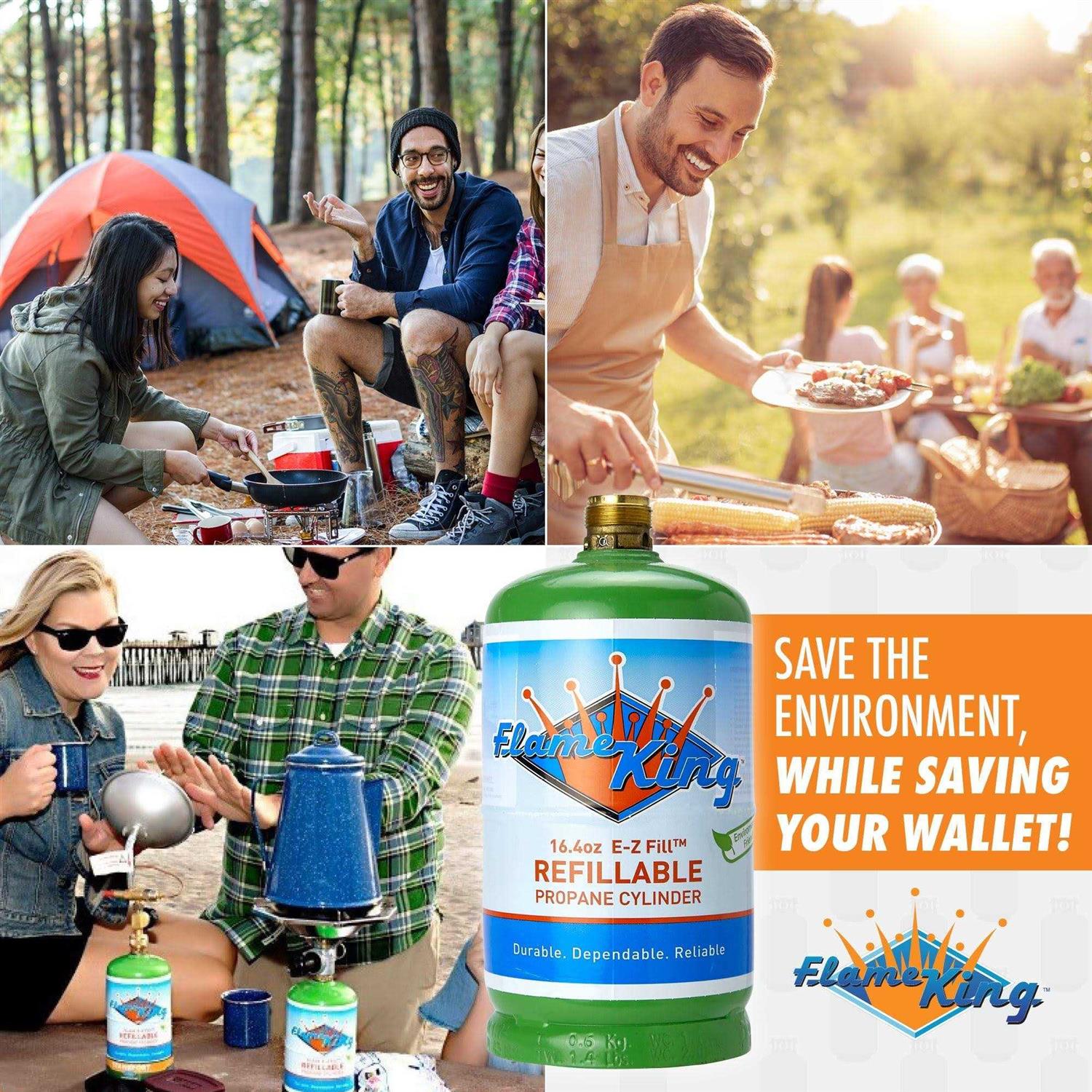 Flame King 1 Lb. Refillable Propane Cylinder - Image 3