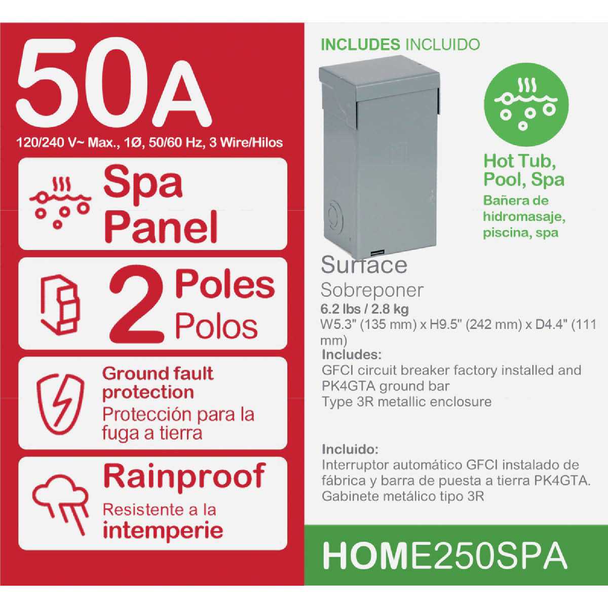 Square D Homeline Spa Panel Main Lug Load Center HOME250SPA - Image 3
