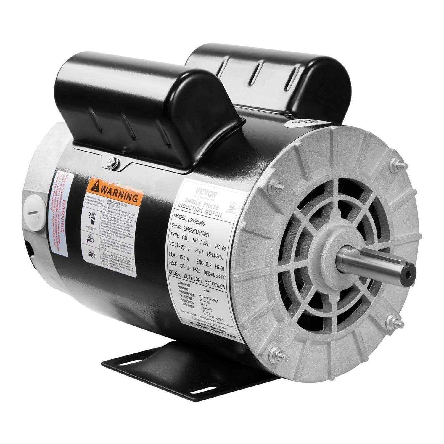 VEVOR 5HP SPL Air Compressor Electric Motor 230V 15.0Amps 56 Frame 3450RPM - Image 5