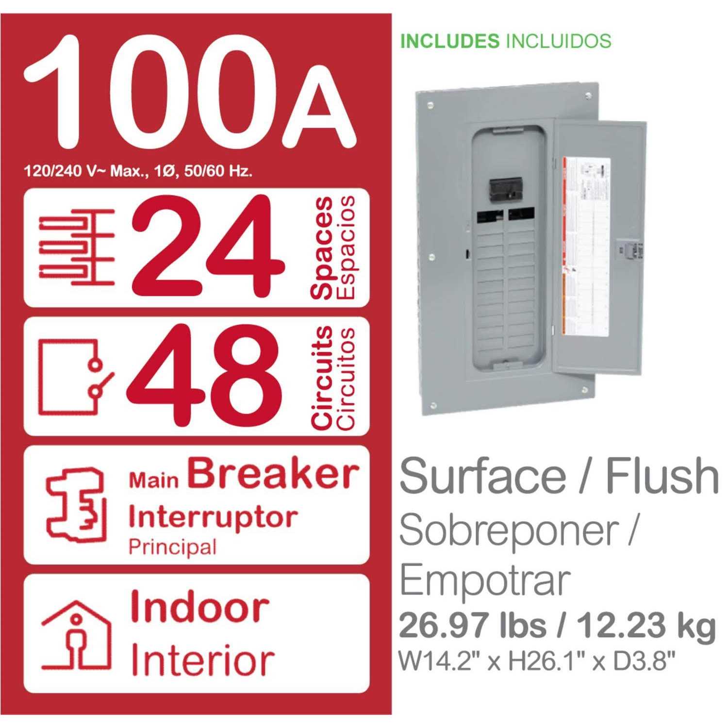 Square D HOM2448M100PCVP Homeline Indoor Convertible Main Breaker Load Center - Image 5