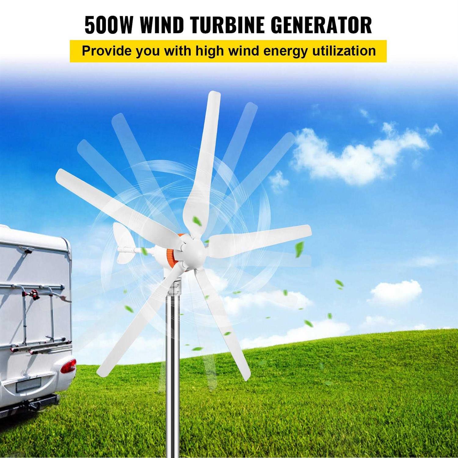 VEVOR Wind Turbine Generator 12V/AC Wind Turbine Kit 500W Wind Power Generator with MPPT Controller 5 Blades Auto Adjust Wind - Image 4