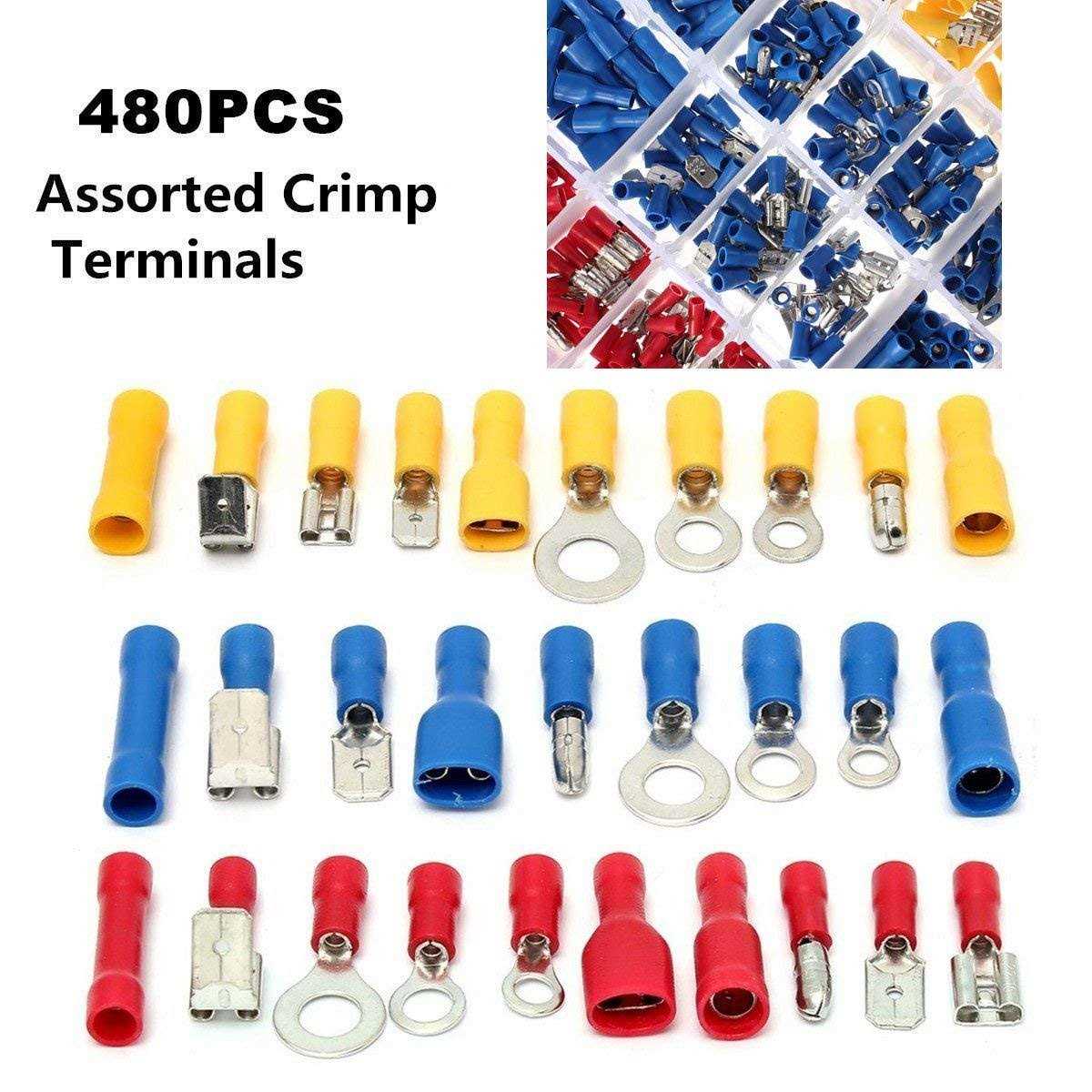 EL-SKY 480pcs Premium Quality Insulated Electrical Wire Terminals Mixed Assorted Lug Kit,Electrical Crimp Connectors Spade Set with Case - Image 3