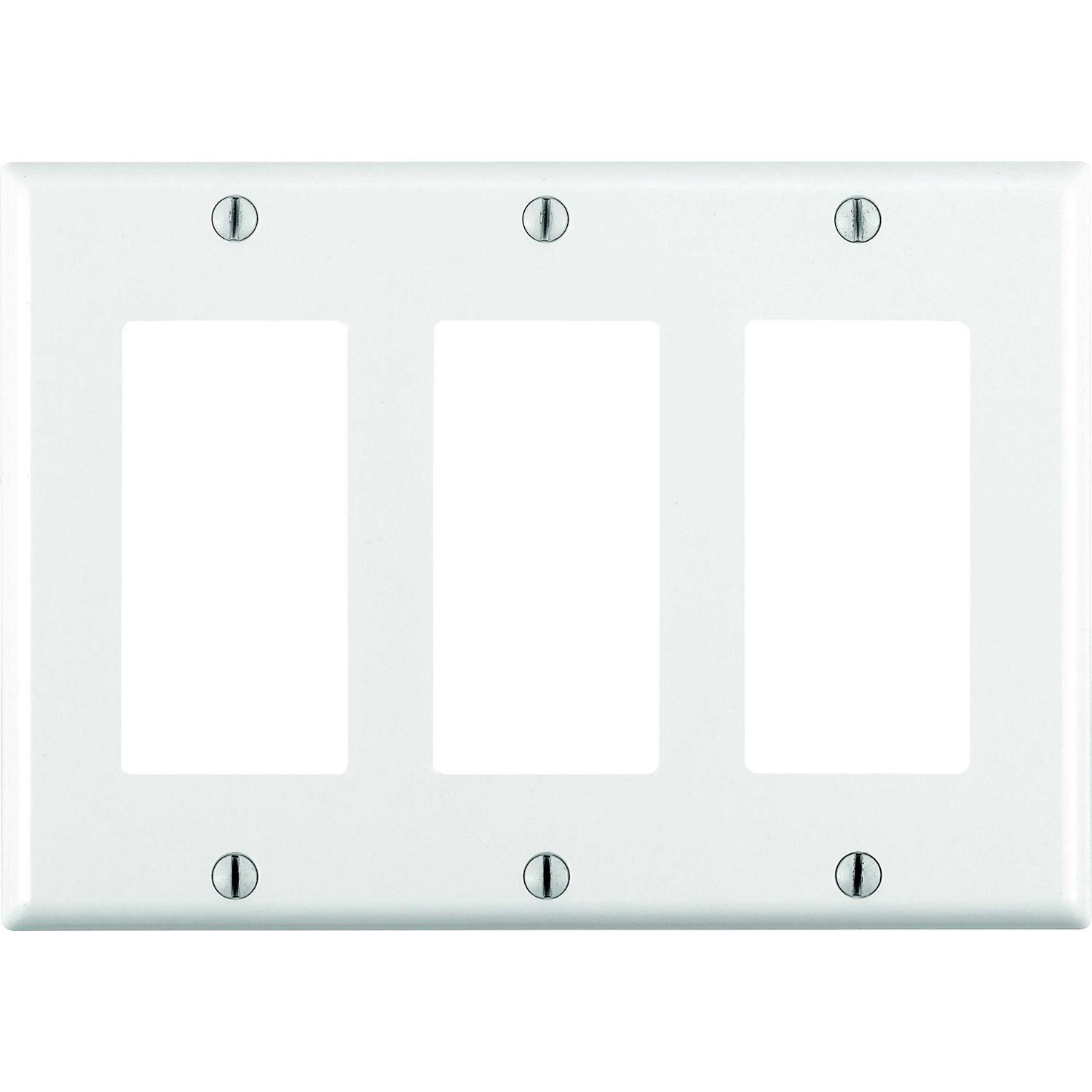 Leviton 80411-W 3-Gang Decora Wallplate