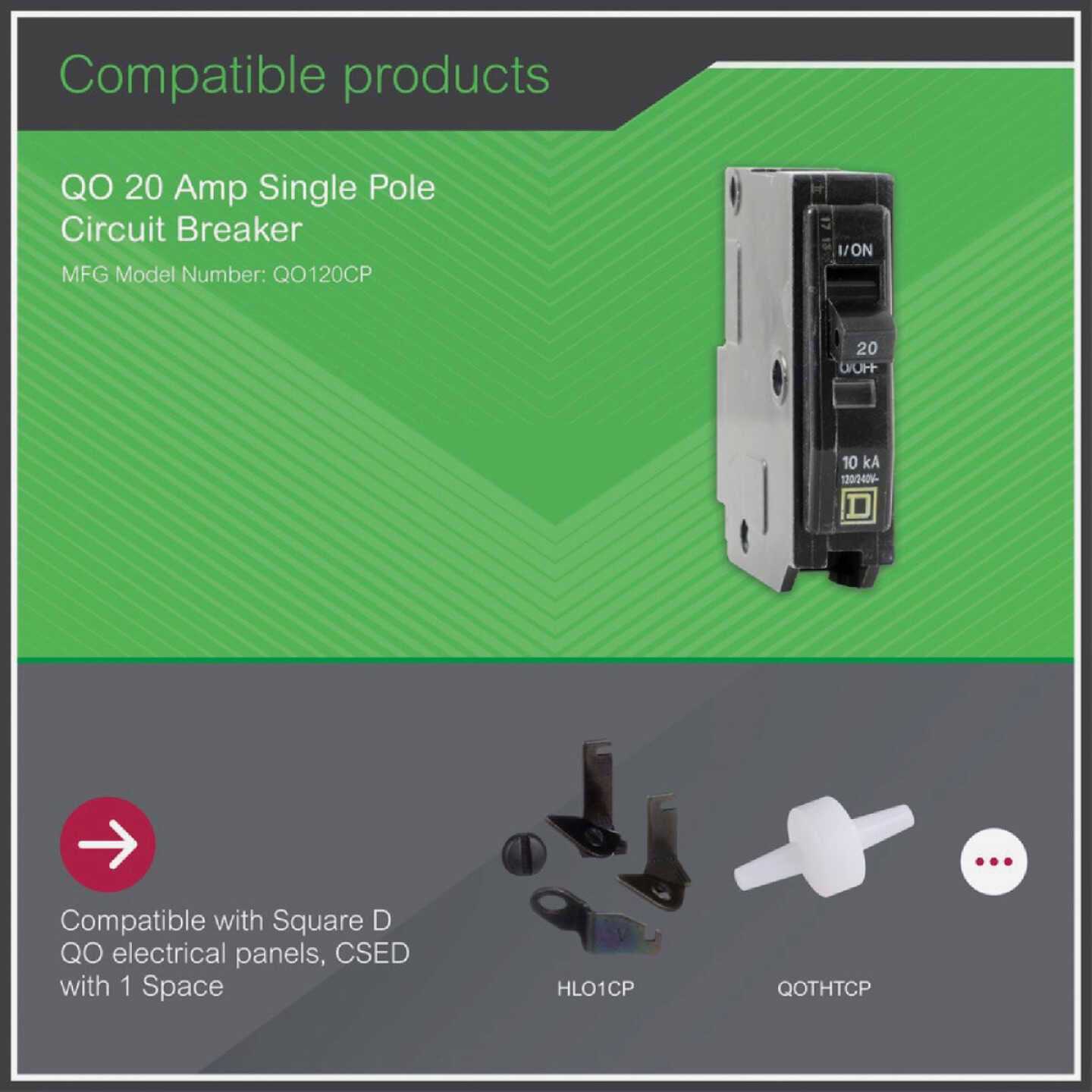 Square D QO 20 Amp Single-Pole Circuit Breaker - Image 5