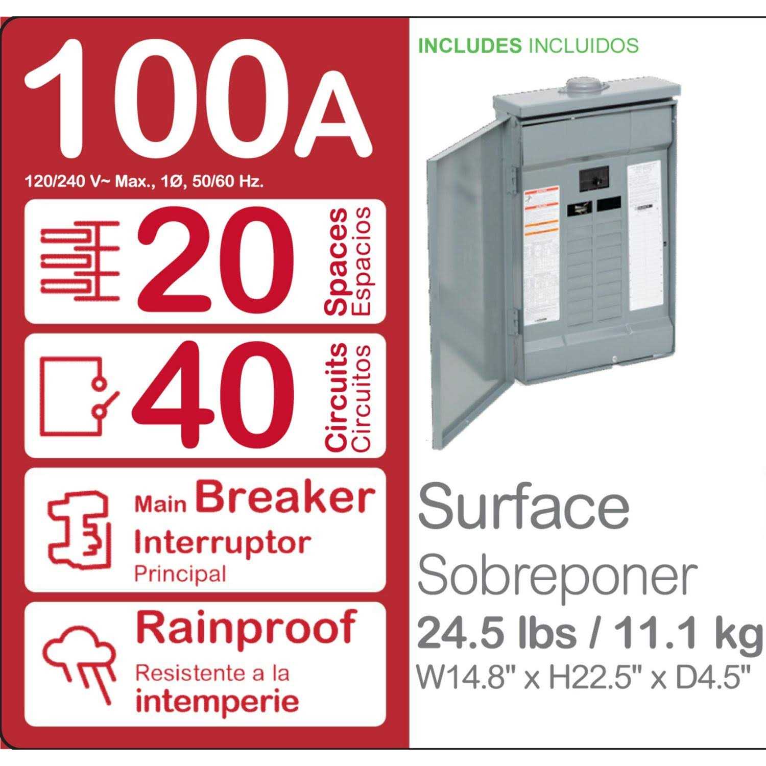 Square D HOM2040M100PRB Homeline Outdoor Main Breaker Load Center - Image 5