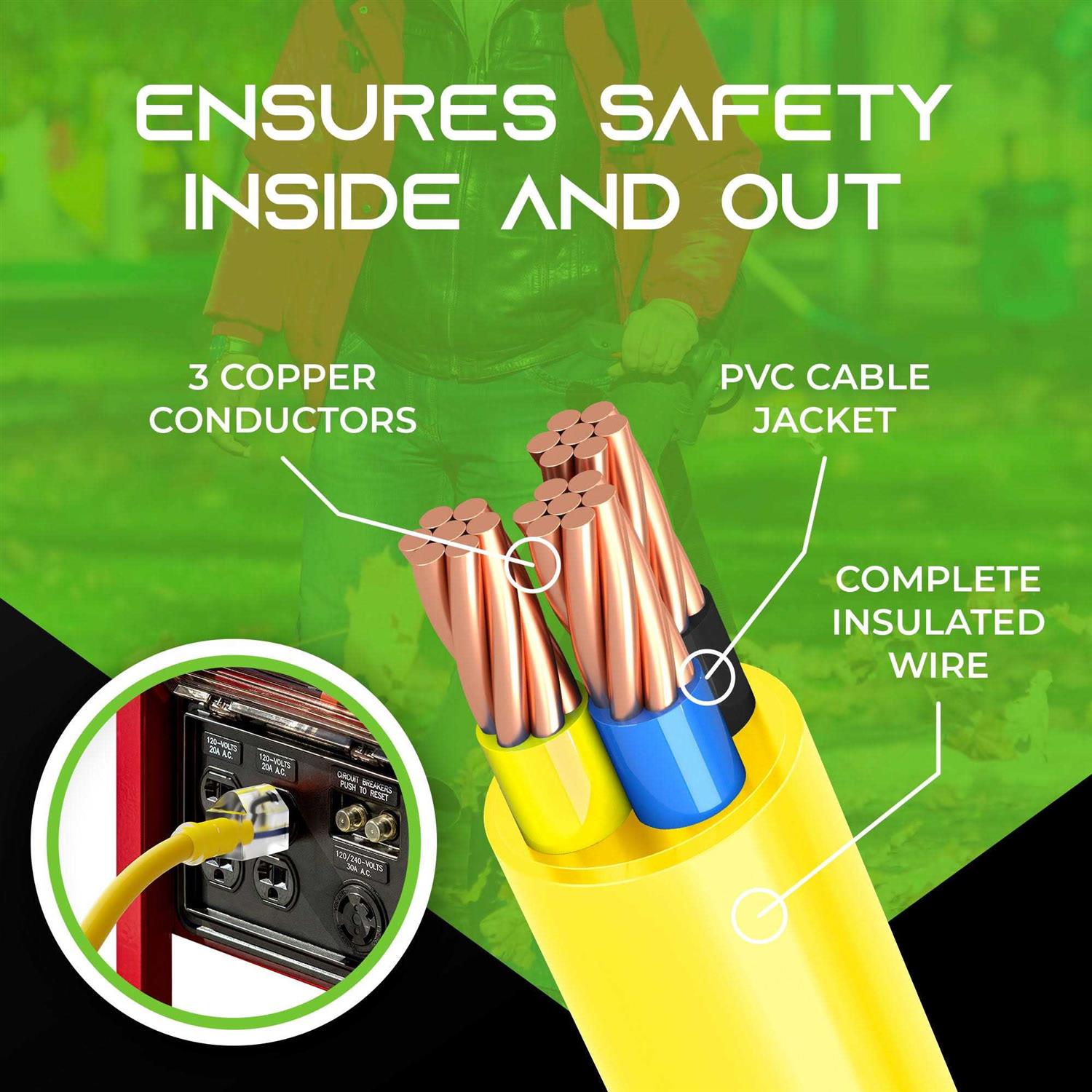 GearIT 14/3 Outdoor Extension Cord 14 AWG Gauge 3 Prong Plug - Image 3