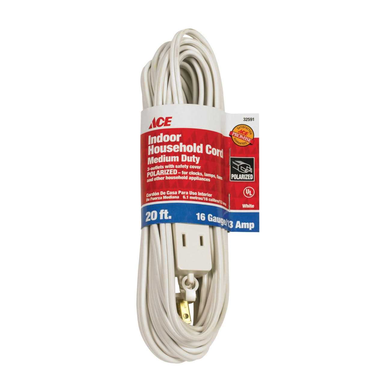 Ace Indoor White Extension Cord 16/2 SPT-2 - Image 3