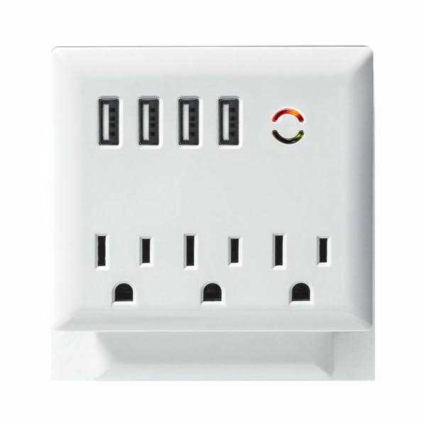 Merkury Innovations Surge Protector 4.2A USB Wall Charger 3-Outlet Extender 4 USB Ports & Phone Stand - Image 2
