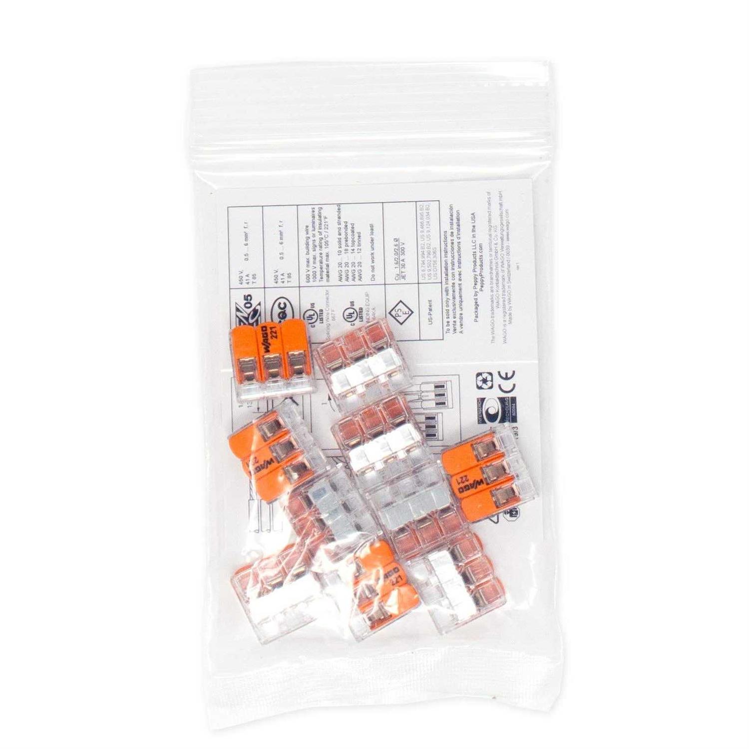 Wago 221-613 Lever-Nuts 10AWG 3 Conductor Compact Wire Connectors 10 PK Bag - Image 3