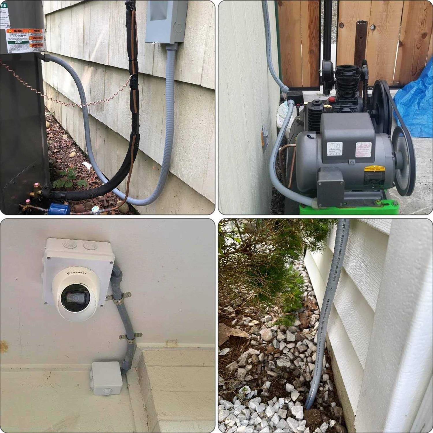 Elecoman Liquid-Tight Conduit and Connector Kit,Flexible Non Metallic Liquid Tight Electrical Conduit Kit with 5 Straight and 3 90 - Image 2