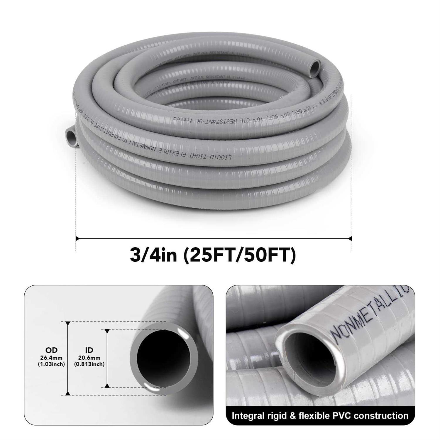 Elecoman Liquid-Tight Conduit and Connector Kit,Flexible Non Metallic Liquid Tight Electrical Conduit Kit with 5 Straight and 3 90 - Image 3