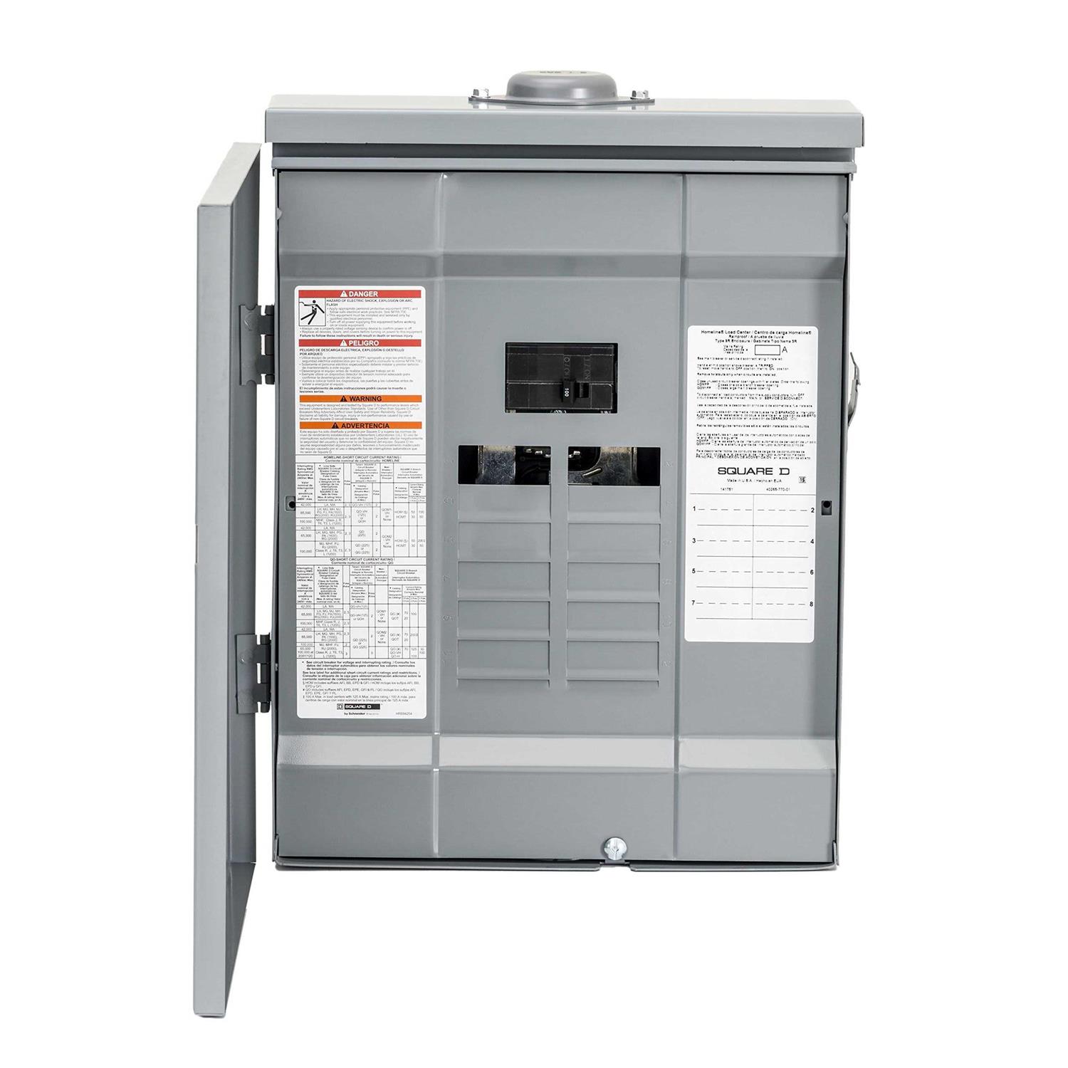 Square D HOM816M100PRB Homeline 8 Space 16 Circuit Convertible Load Center Main Breaker