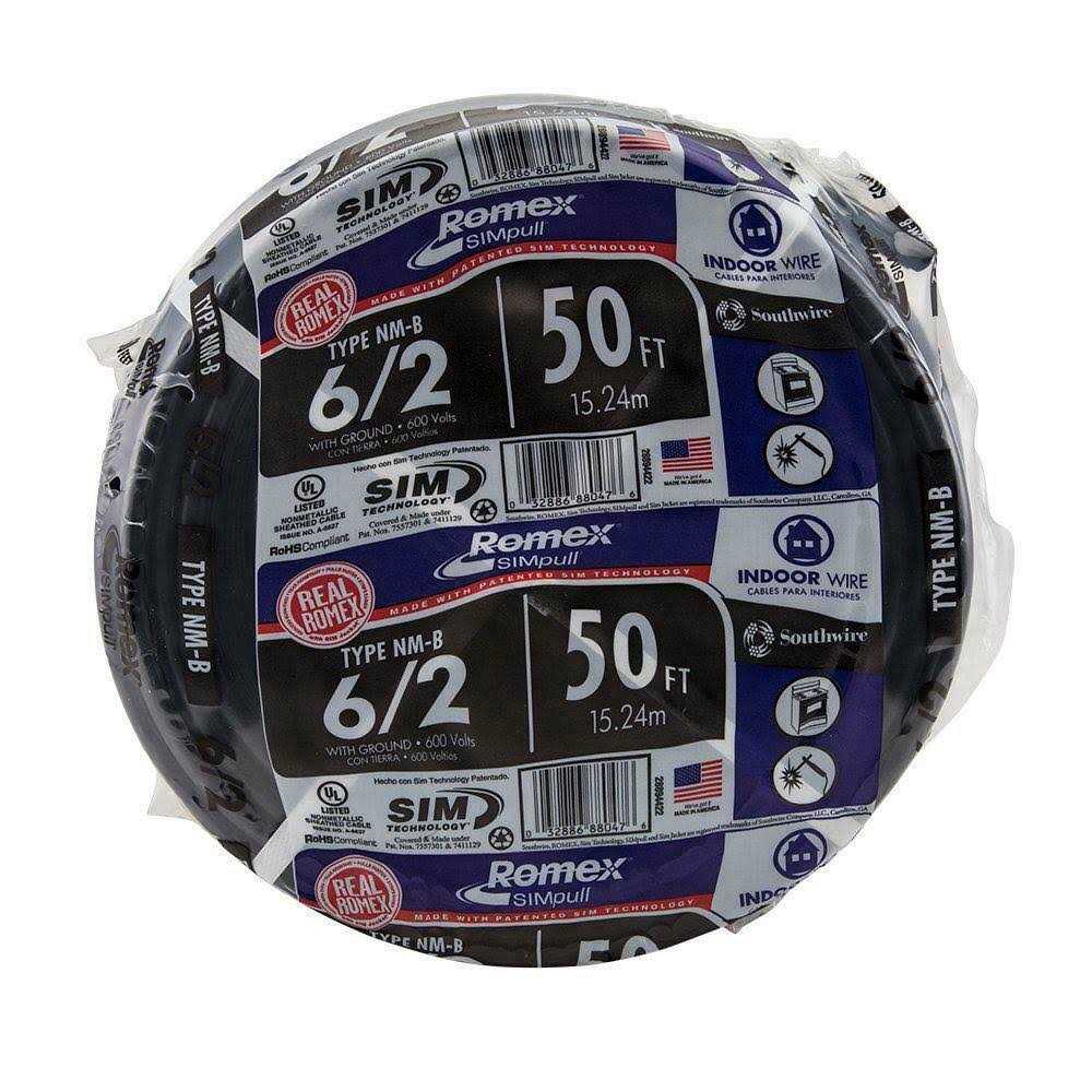 Southwire 50 ft. 6/2 Stranded Romex SIMpull CU NM-B W/G Wire - Image 4