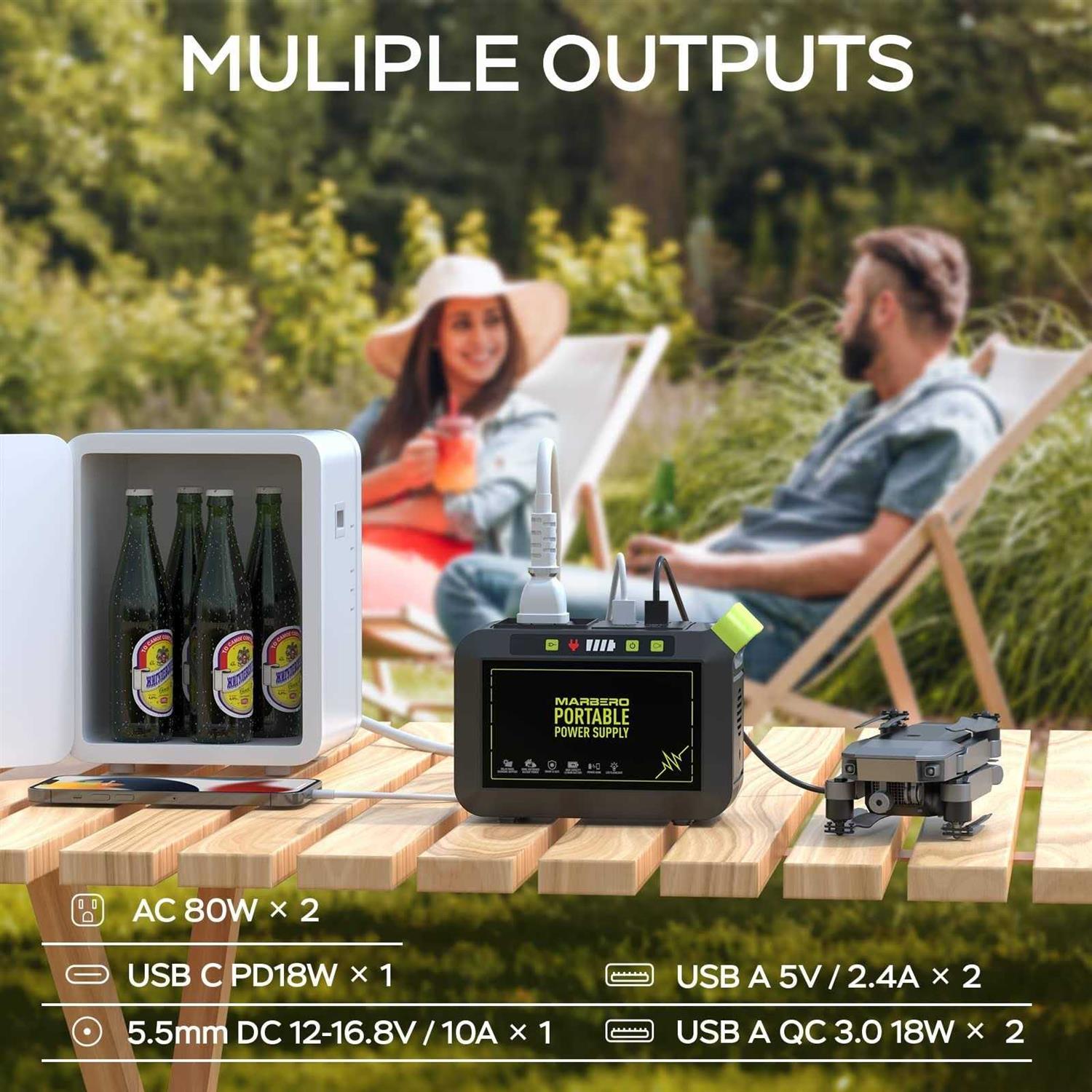 MARBERO 88Wh Portable Power Station 24000mAh Camping Solar Generator - Image 3