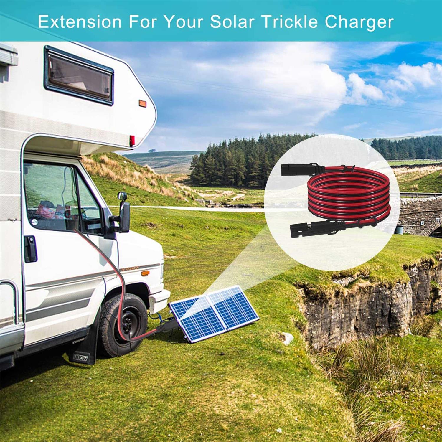 SAE To SAE Extension Cable 16AWG SAE Cable Battery Charger Extension Cord Heavy Duty 16AWG Quick Disconnect SAE 2Pin Connector with SAE - Image 5