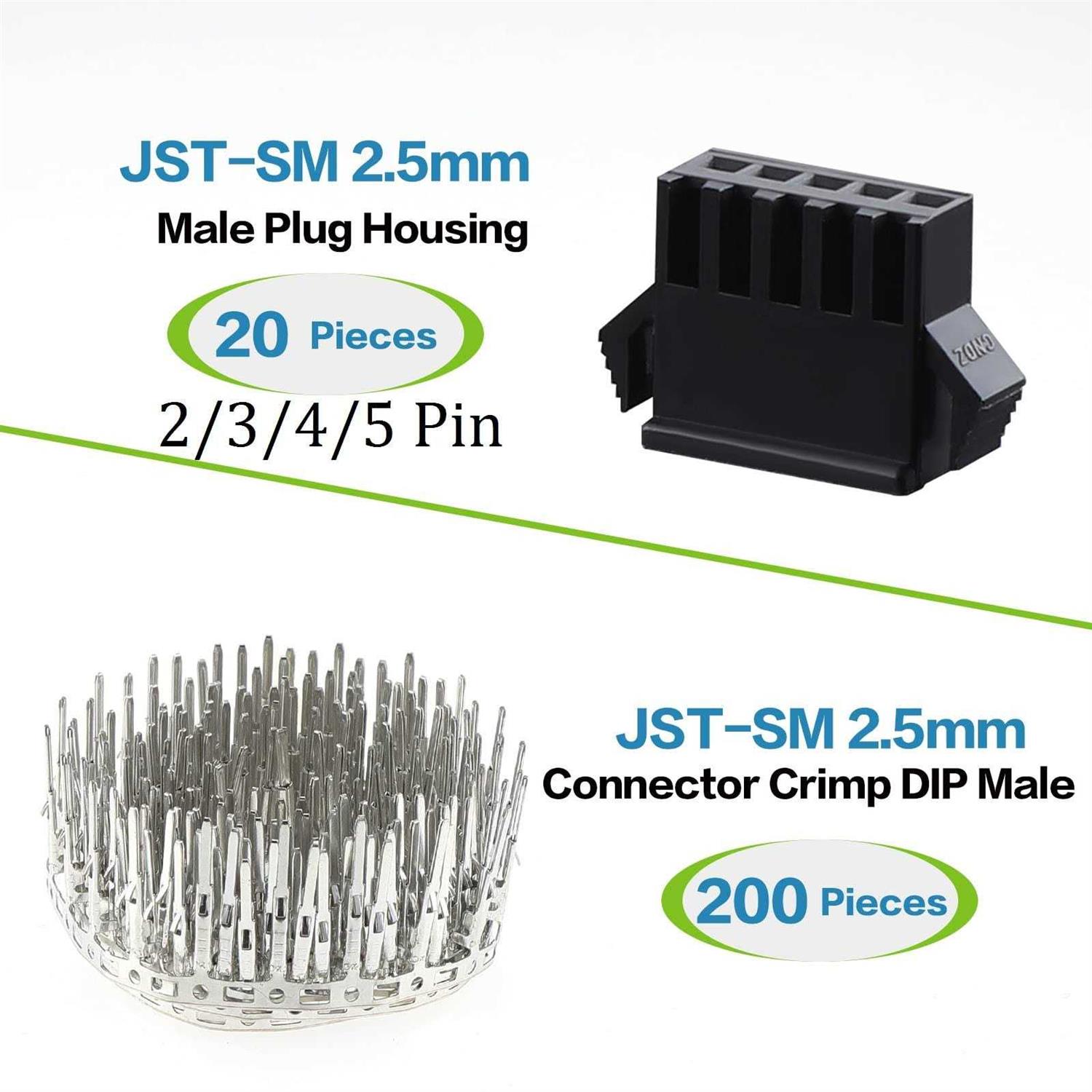 OCR 2.5mm Pitch JST SM Connector 2 3 4 5 Pin Male/ Female Housing Plug Connector Assortment Kit 560pcs - Image 2