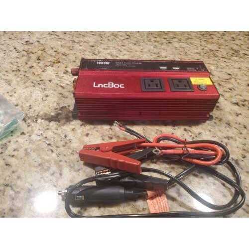 Lncboc 1000W Car Power Inverter DC 12V to 110V AC Converter, Modified Sine Wave Inverter with Dual AC Outlets and 2.4a Dual USB Ports Car Charger