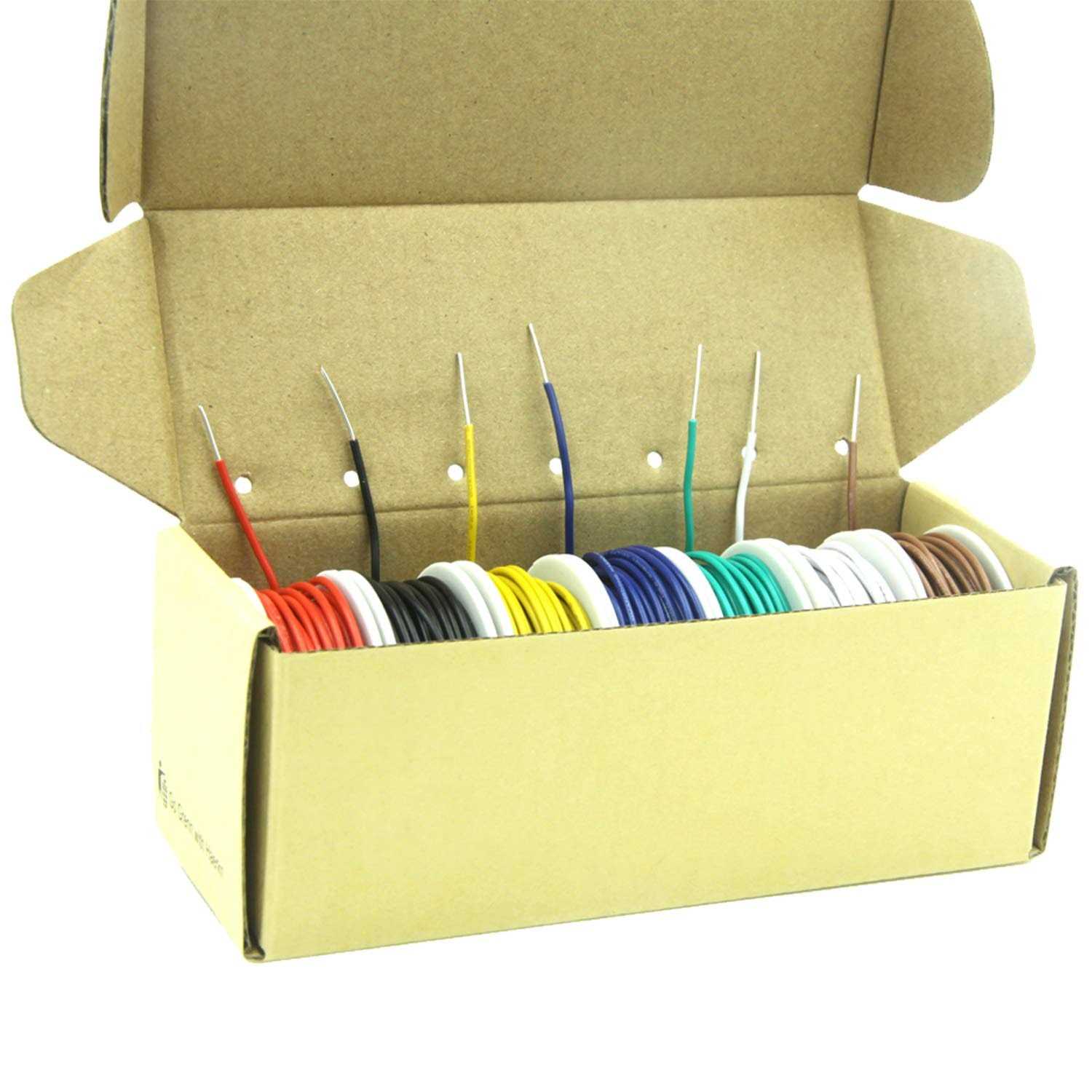 Haerkn awg Solid Wire Kit Electrical Wire Cable 7Colors Spools Gauge UL1007 Tinned Copper Hook Up Wire Kit Breadboard Wire for DIY - Image 3