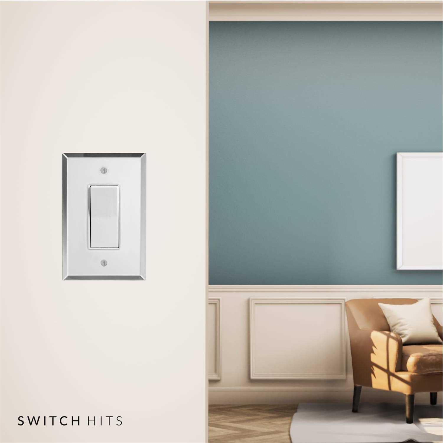 Switch Hits Plain Glass Mirror Outlet Wall Plate 1 Gfi Rocker - Image 3