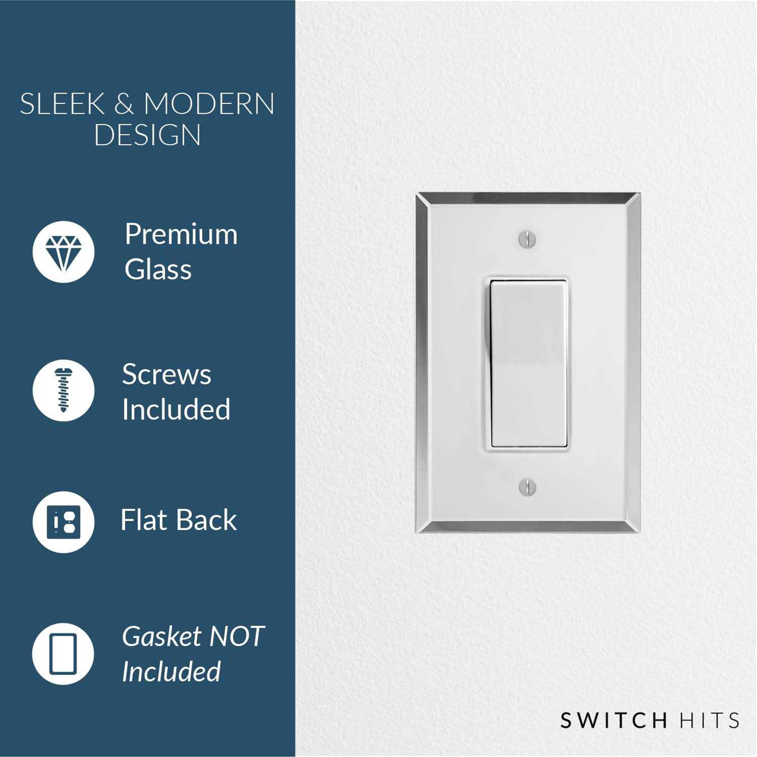 Switch Hits Plain Glass Mirror Outlet Wall Plate 1 Gfi Rocker - Image 5