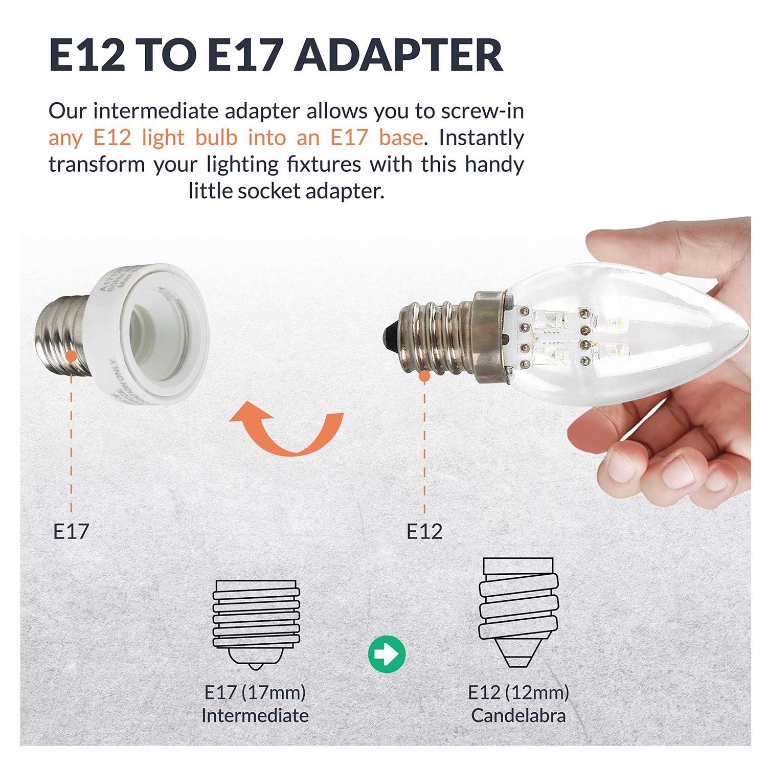 Adamax Intermediate to Candelabra Light Bulb Socket Adapter A1712E-5 - Image 3