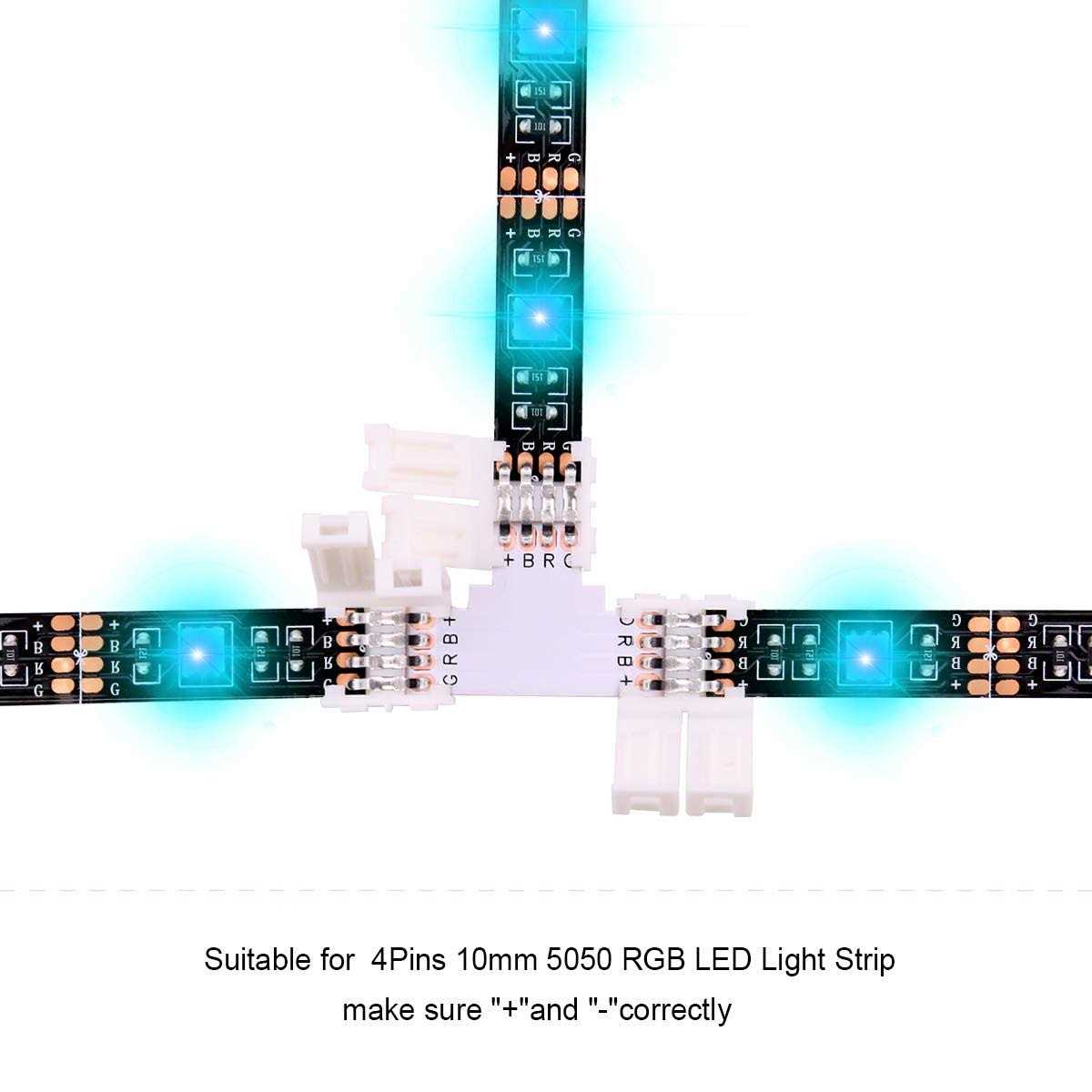 5050 4Pin LED Strip Connector Kit iCreating 10mm RGB 4 Pin LED Connector Accessories Kit Include L LED Connectors for Strip Lights - Image 3