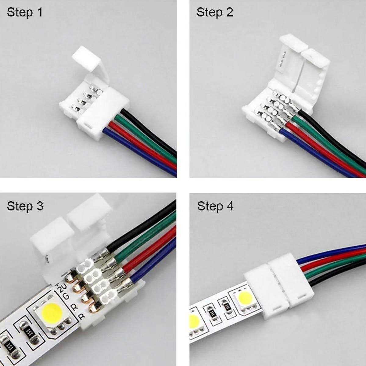5050 4Pin LED Strip Connector Kit iCreating 10mm RGB 4 Pin LED Connector Accessories Kit Include L LED Connectors for Strip Lights - Image 5