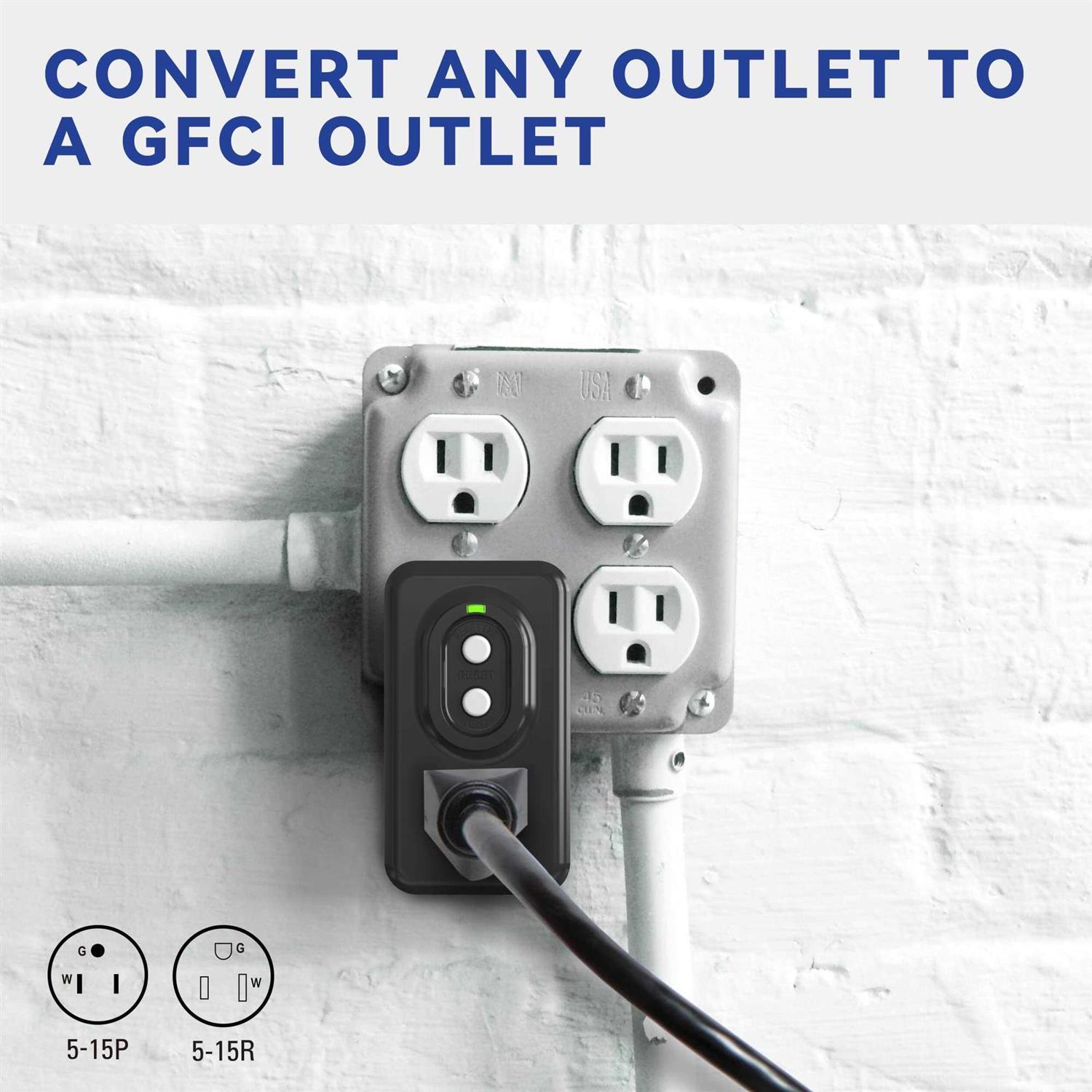 Aida Gfci Adapter 15 Amp Single Outlet Grounded 3-prong Gfci Adapter - Image 5