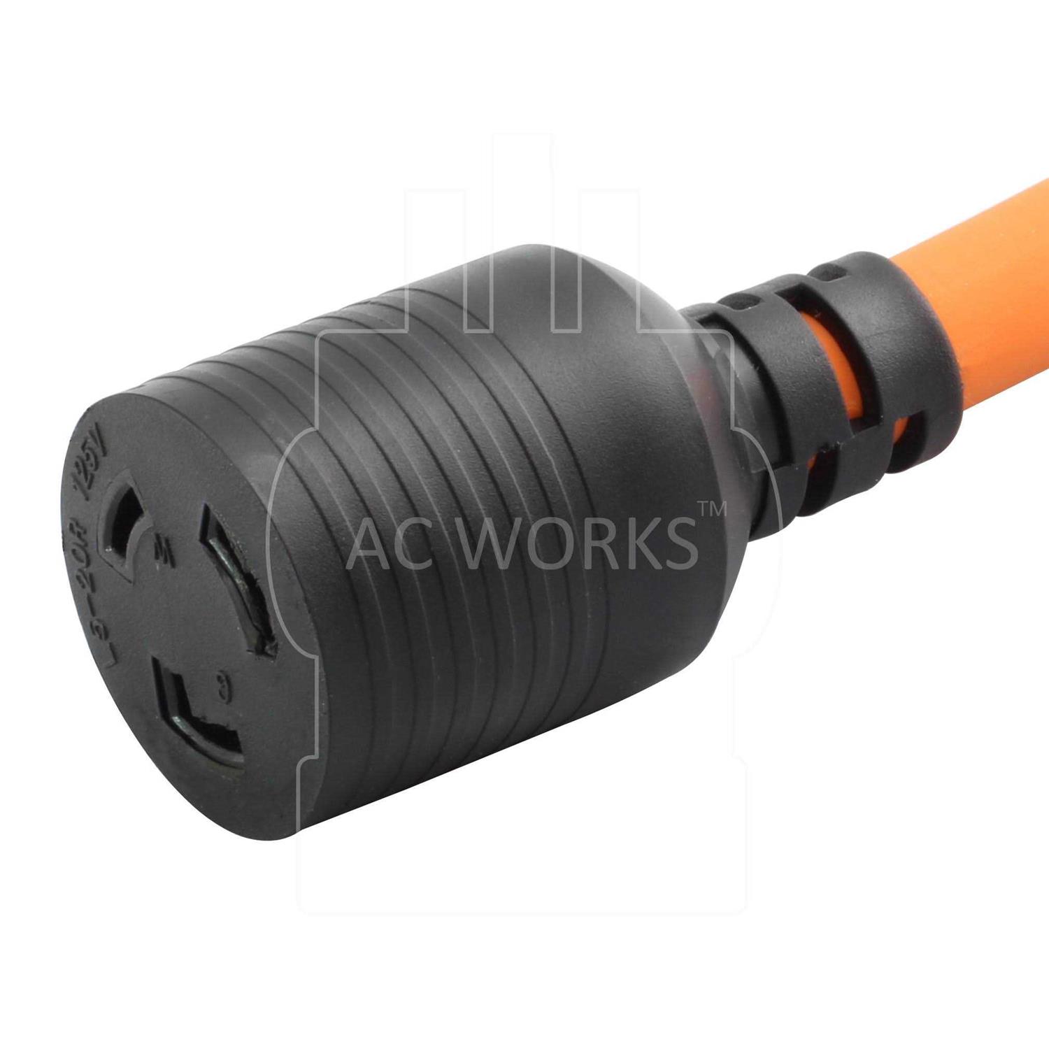 AC WORKS 1ft STW 12/3 Locking Adapter Cord 15Amp Household Plug to L5-20R 20Amp Locking Female Connector - Image 3