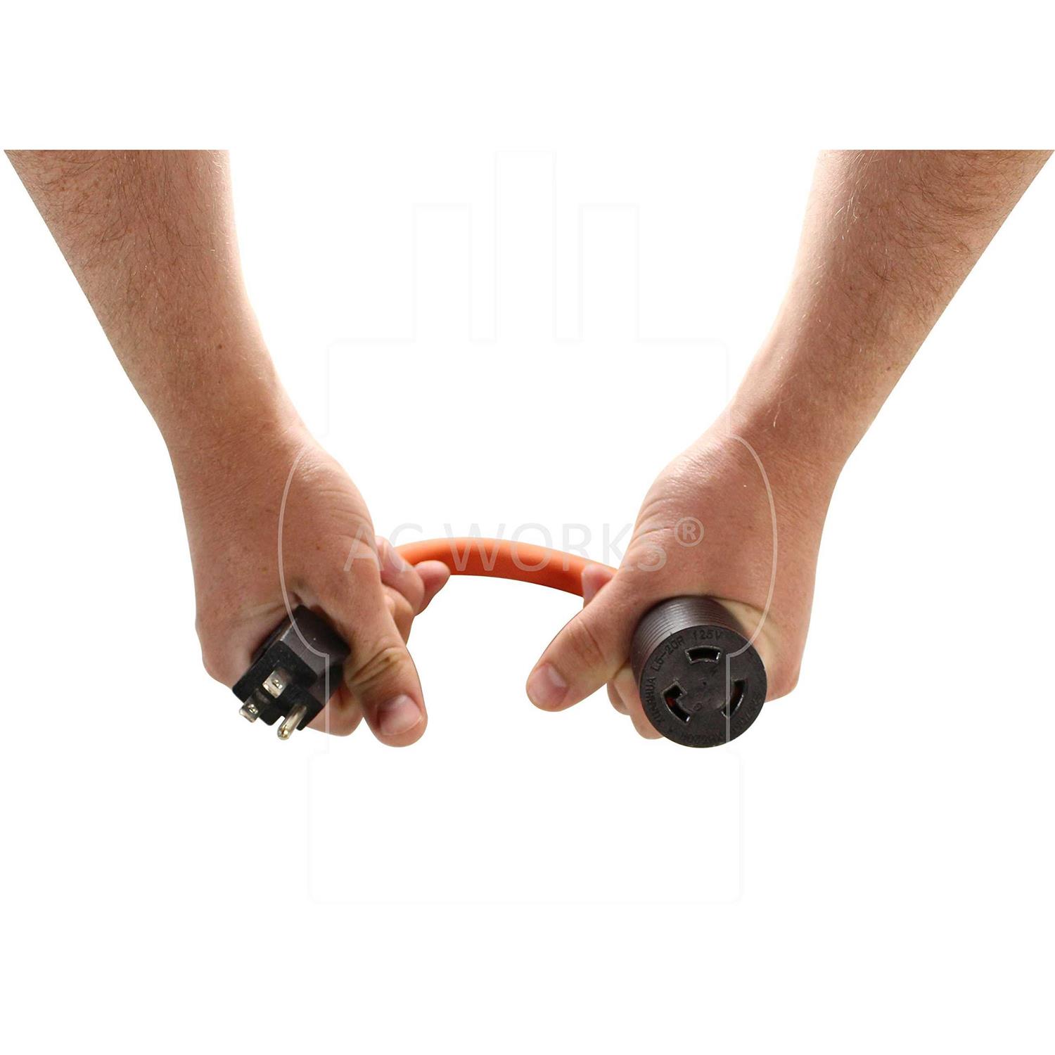 AC WORKS 1ft STW 12/3 Locking Adapter Cord 15Amp Household Plug to L5-20R 20Amp Locking Female Connector - Image 5