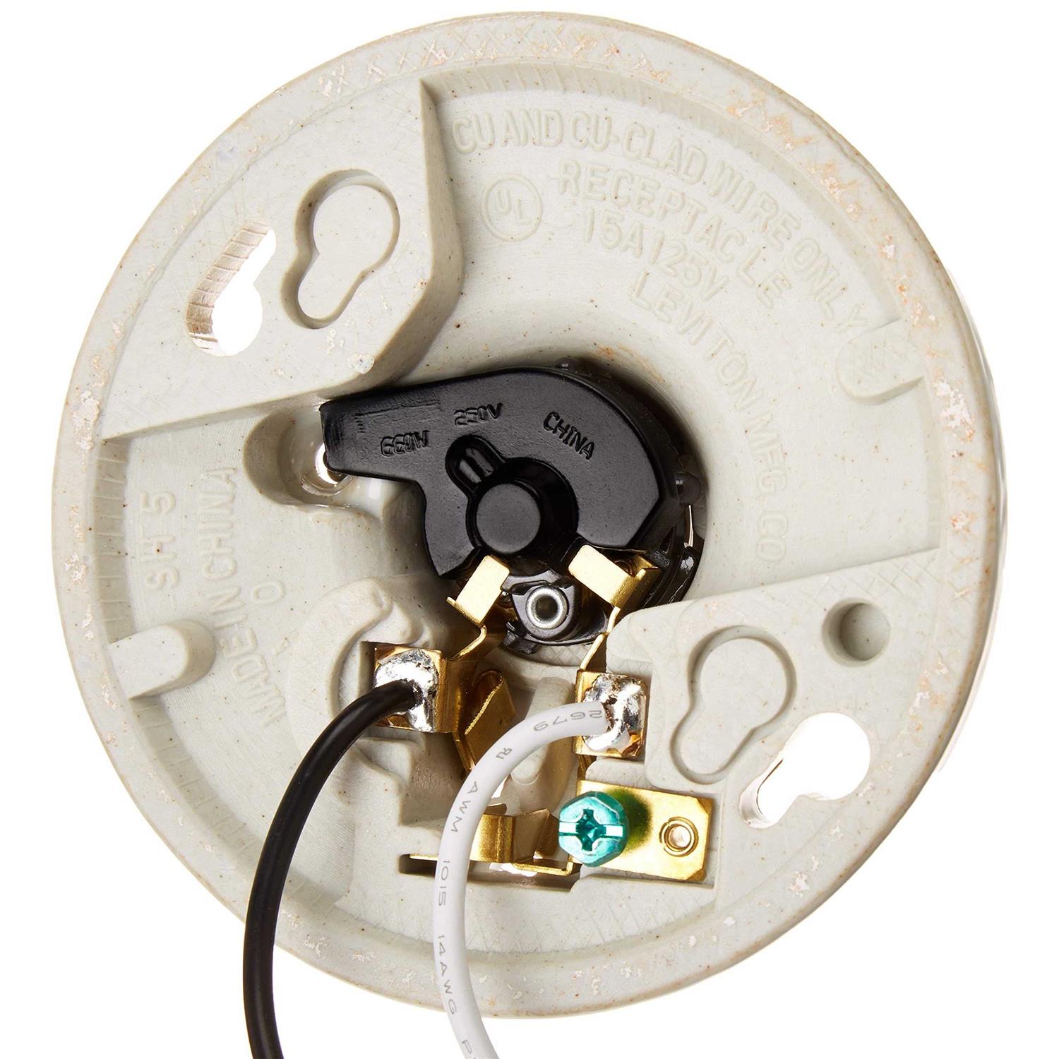 Leviton 9726-C2 One-Piece Glazed Porcelain Outlet Box Mount Incandescent Lampholder - Image 5