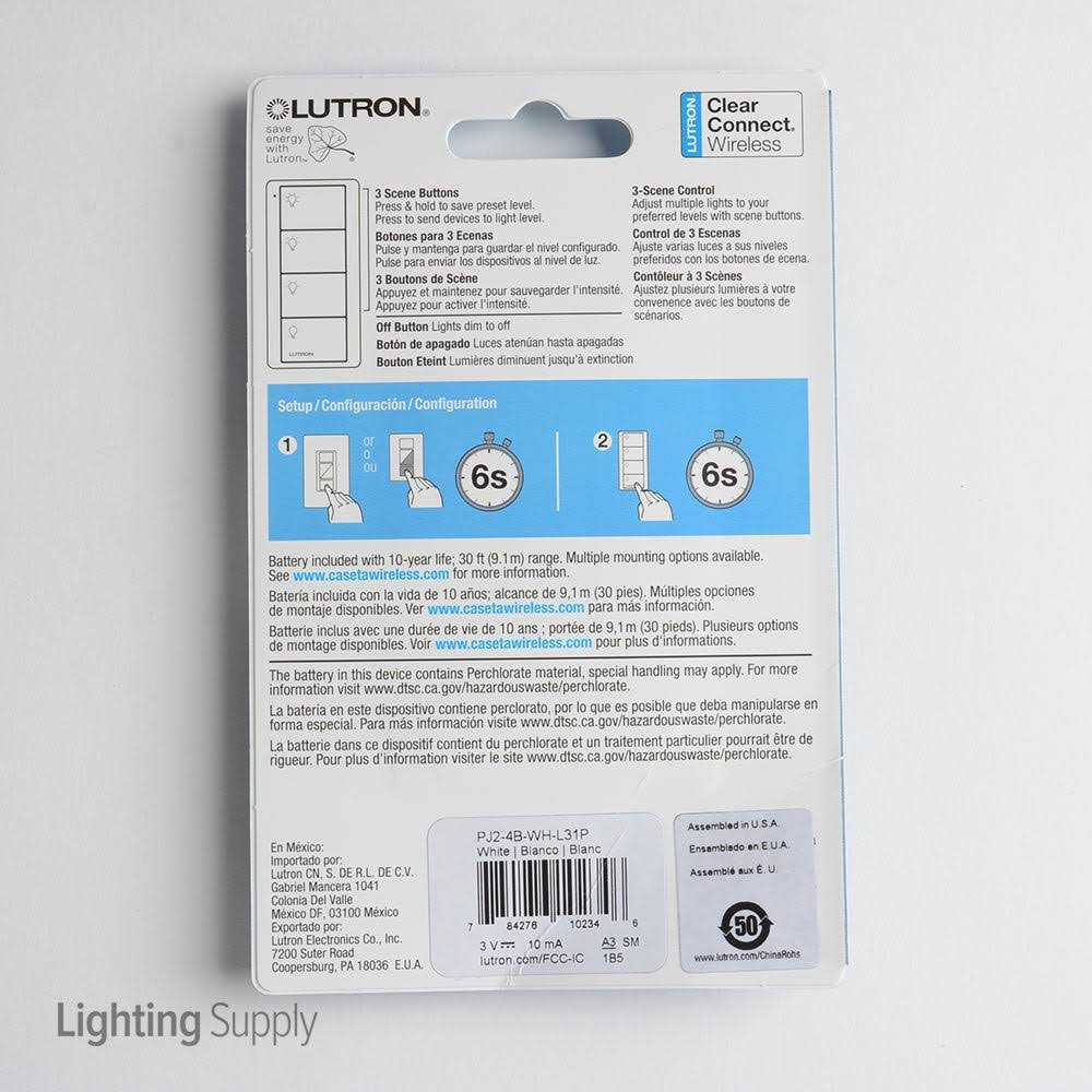 Lutron PJ2-4B-WH-L31P 4-Button Wireless Control - Image 3