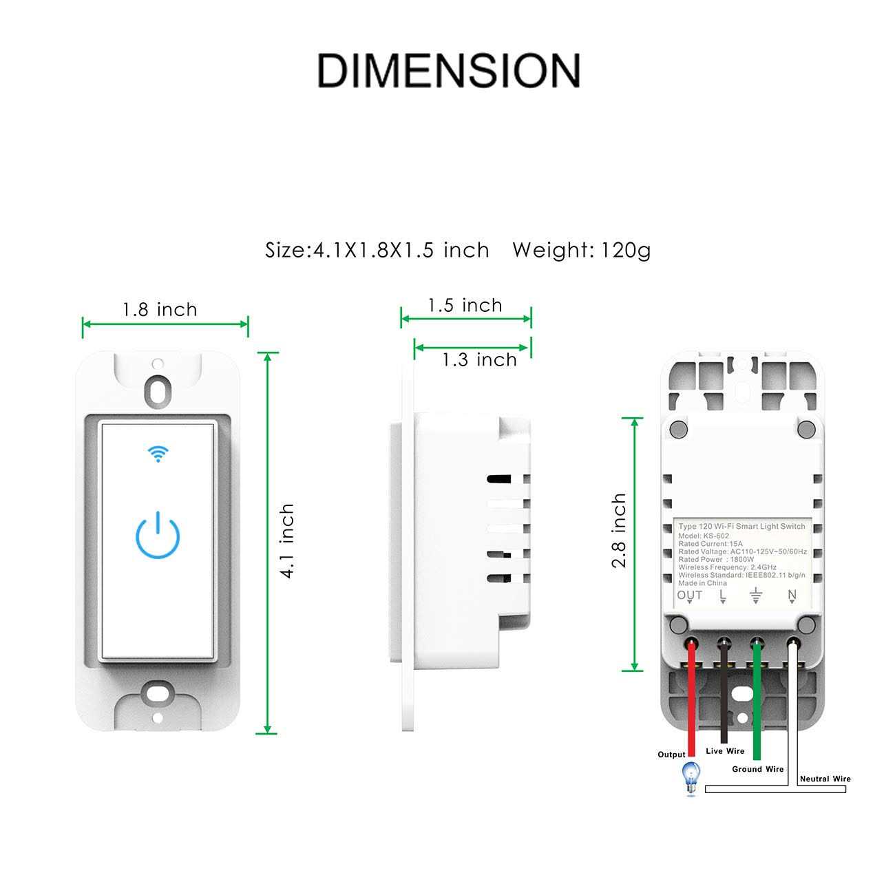 Lesim Smart Light Switch Wifi Switch Touch Wall Switch 1 Gang - Image 4