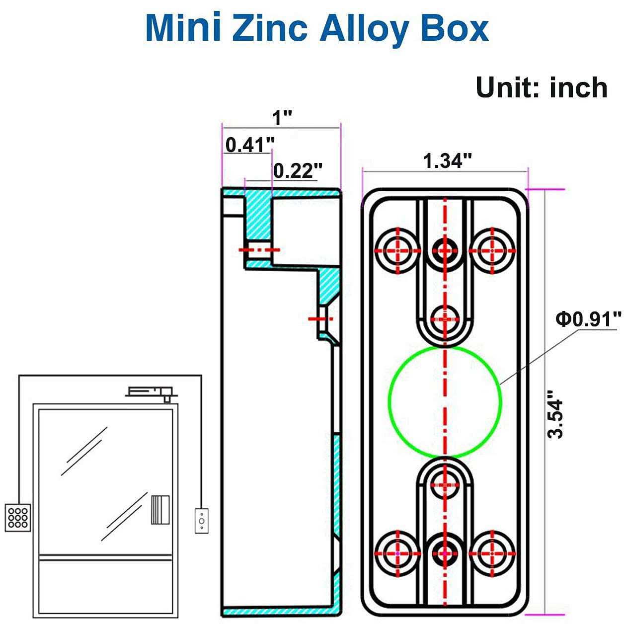 UHPPOTE Zinc Alloy Surface Mount Back Box Single Gang for Push to Exit Button - Image 3