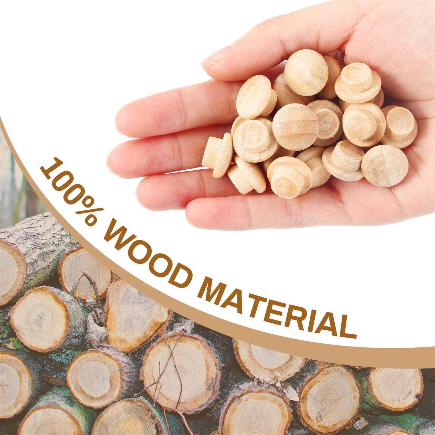 200 Pieces Wood Plugs Screw Hole Plugs Button Screw Plug Wooden Button Plugs Hole Plugs Mushroom Wood Caps Wood Screw Covers Wooden Screw Plugs - Image 5