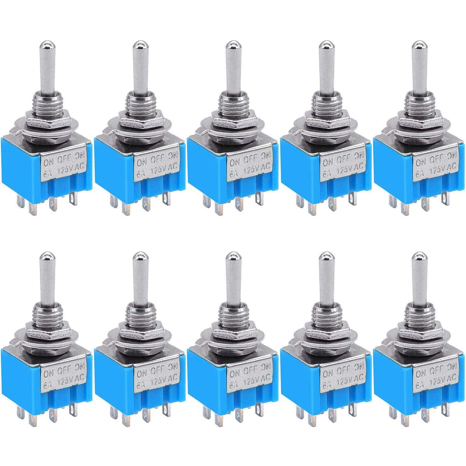 Taiss/10pcs 2 Pin SPST Touch On/Off 6a 125V 2 Position Mini Miniature Toggle Switch Mts-101 - Image 4