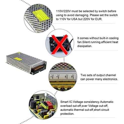 ALITOVE 12V 15A 180W Power Supply Transformer Switch AC 110V / 220V to DC 12V 15amp Switching Power Adapter Converter LED Driver for LED Strip Light - Image 3