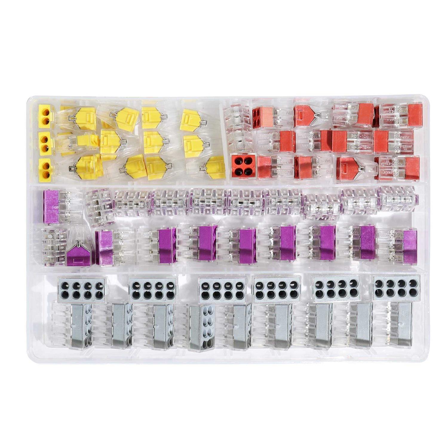 75PCS Wire Connector 2/4/6/8 Port Conductor Combination Assortment Pack for Junction Boxes - Image 4