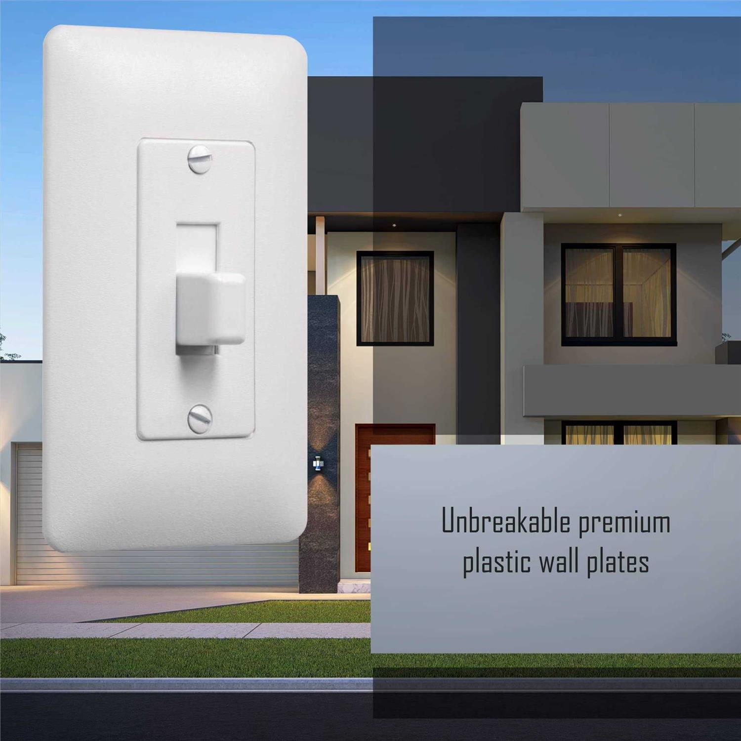 TayMac Wall Plate Cover Masque White 1 gang Plastic Toggle 5070W - Image 4