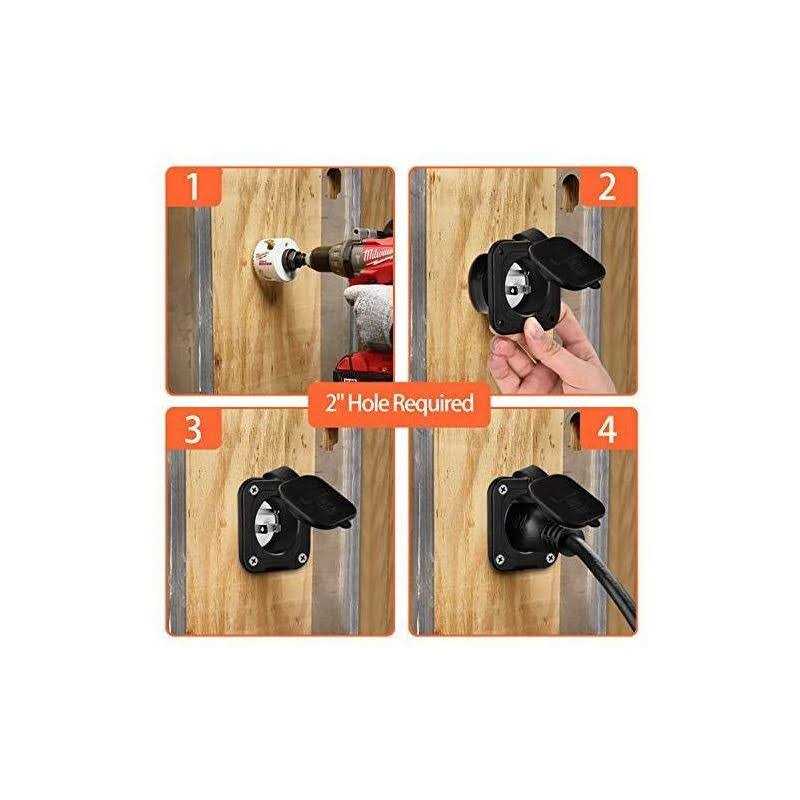 WELLUCK 15 Amp Flanged Inlet 125V, NEMA 5-15 RV Shore Power Inlet Plug w/Waterproof and Back Cover - Image 3