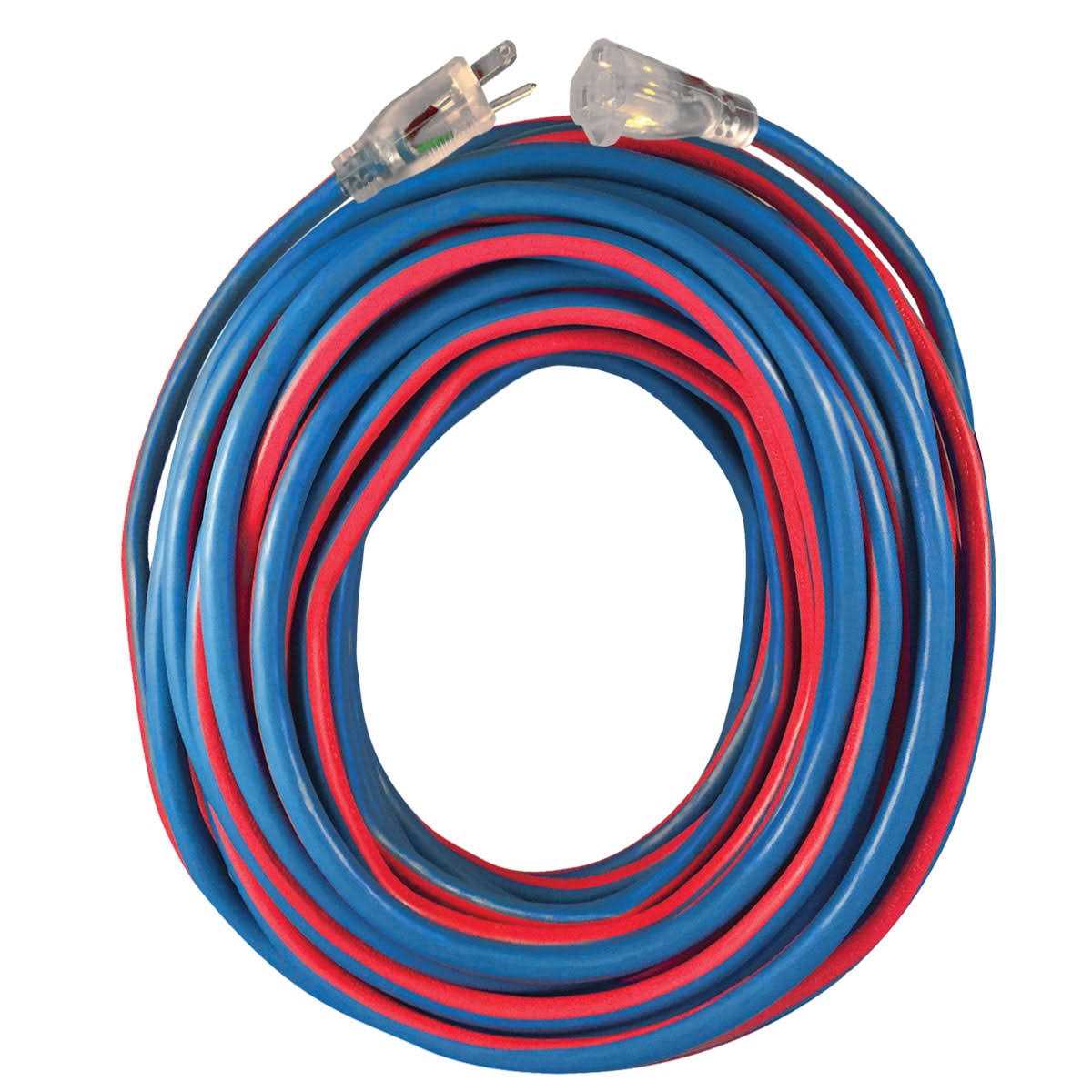US Wire 25-Foot SJEOW TPE Cold Weather Extension Cord Blue w/ Lighted - Image 3