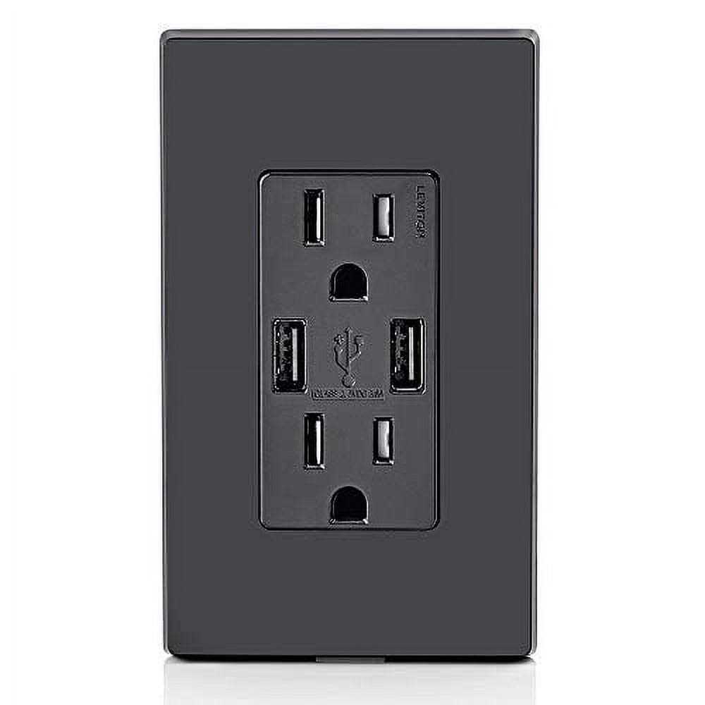 Leviton 15 amps 125V Decora 5-15R Duplex Outlet & USB Charger Black - Image 5