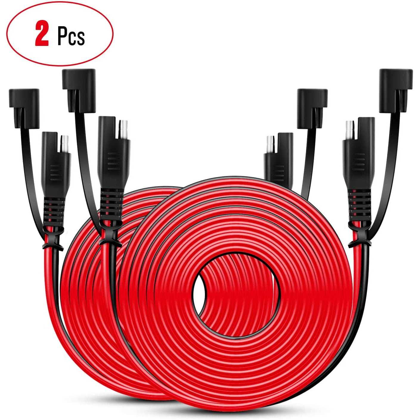 Nilight 2PCS 12FT SAE to SAE Extension Cable DC Extension Cord 16AWG 2 Pin Wire Harness with 12v-24v Quick Connect/Disconnect SAE Connector with Dust
