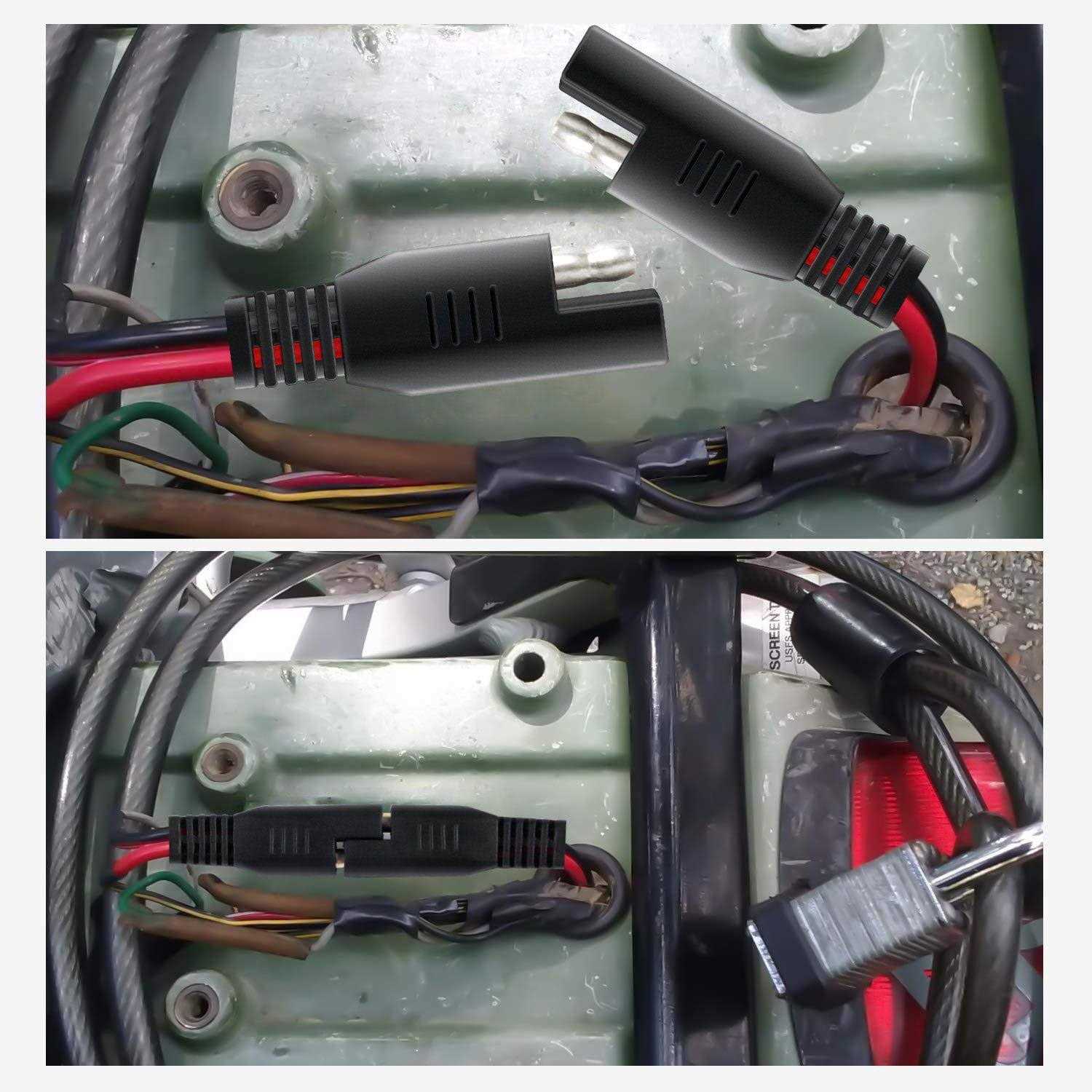 Nilight 2PCS 12FT SAE to SAE Extension Cable DC Extension Cord 16AWG 2 Pin Wire Harness with 12v-24v Quick Connect/Disconnect SAE Connector with Dust - Image 2