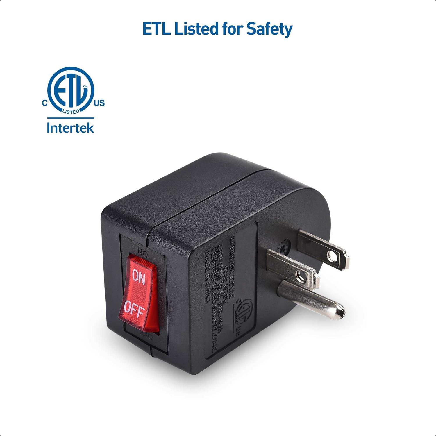 Cable Matters 3 Pack Grounded Outlet with ON Off Switch - Image 4