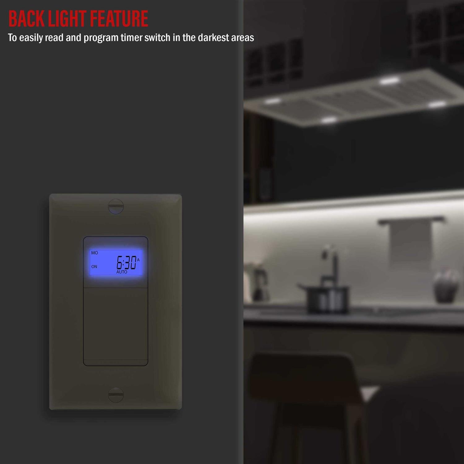 Enerlites 7-Day Digital In-Wall Programmable Timer Switch - Image 3